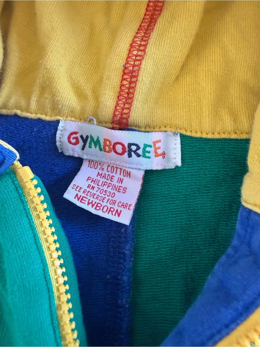 Vintage 90s Gymboree Blue, Green & Red Colorblock Crewneck jumper baby newborn